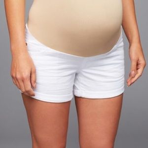 White Denim Maternity Shorts